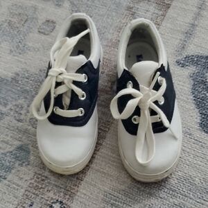 Keds Toddler Kids Navy White Leather Saddle Cheer Sneakers Sz9
